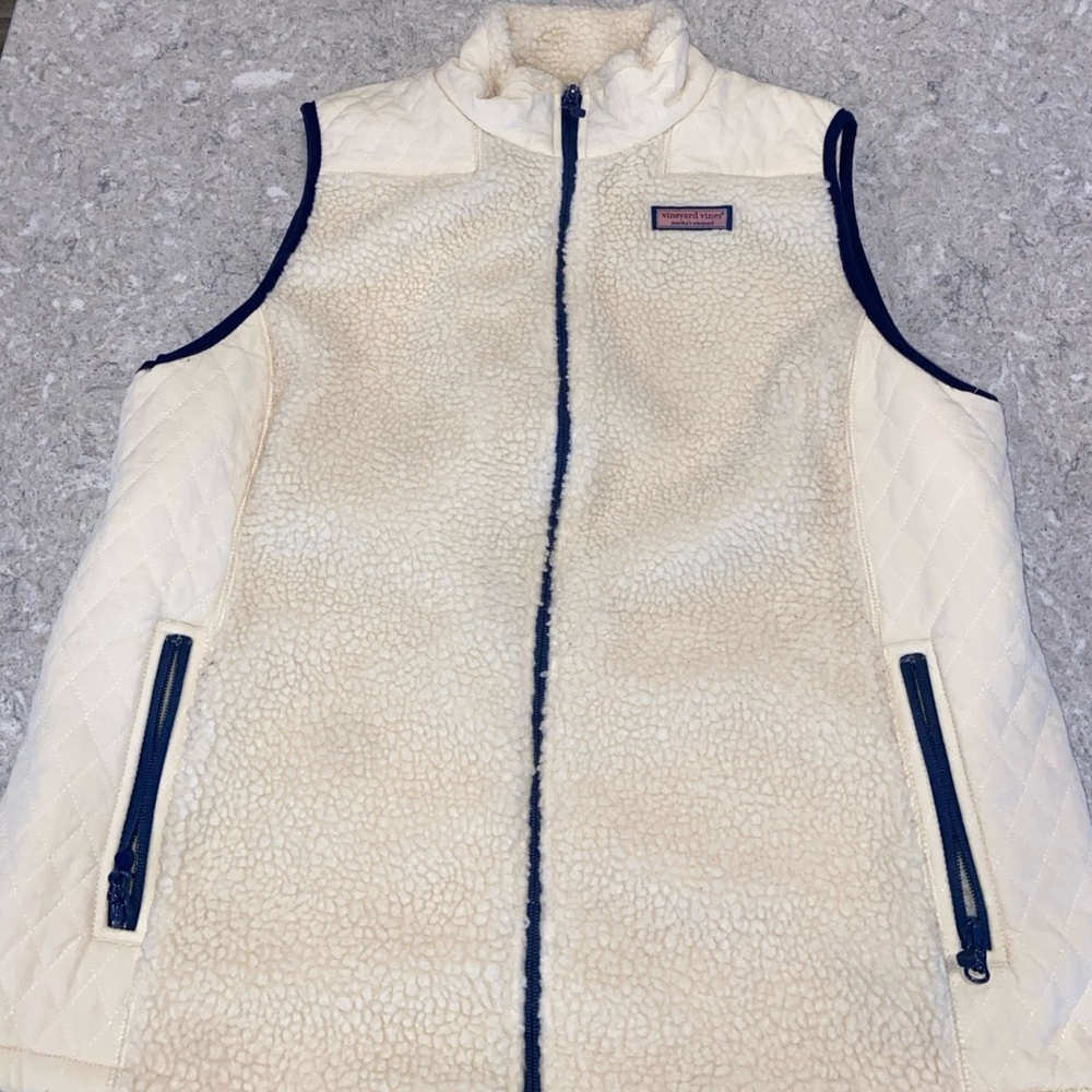 Vineyard Vines Off-White Sherpa Vest